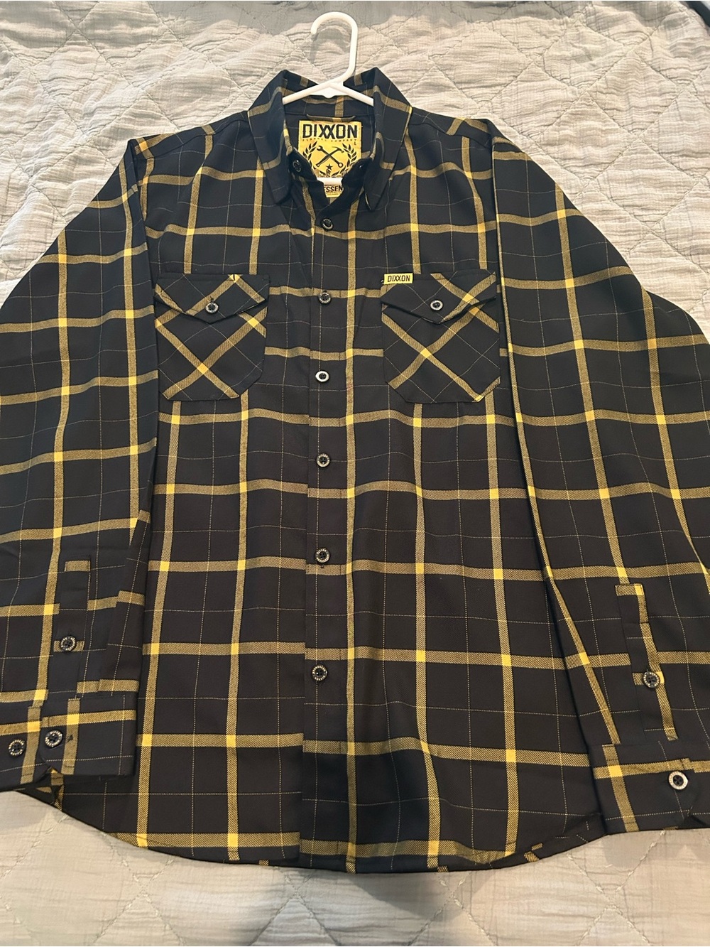 DIXXON Black and Yellow Plaid Men's Button-Down Shirt